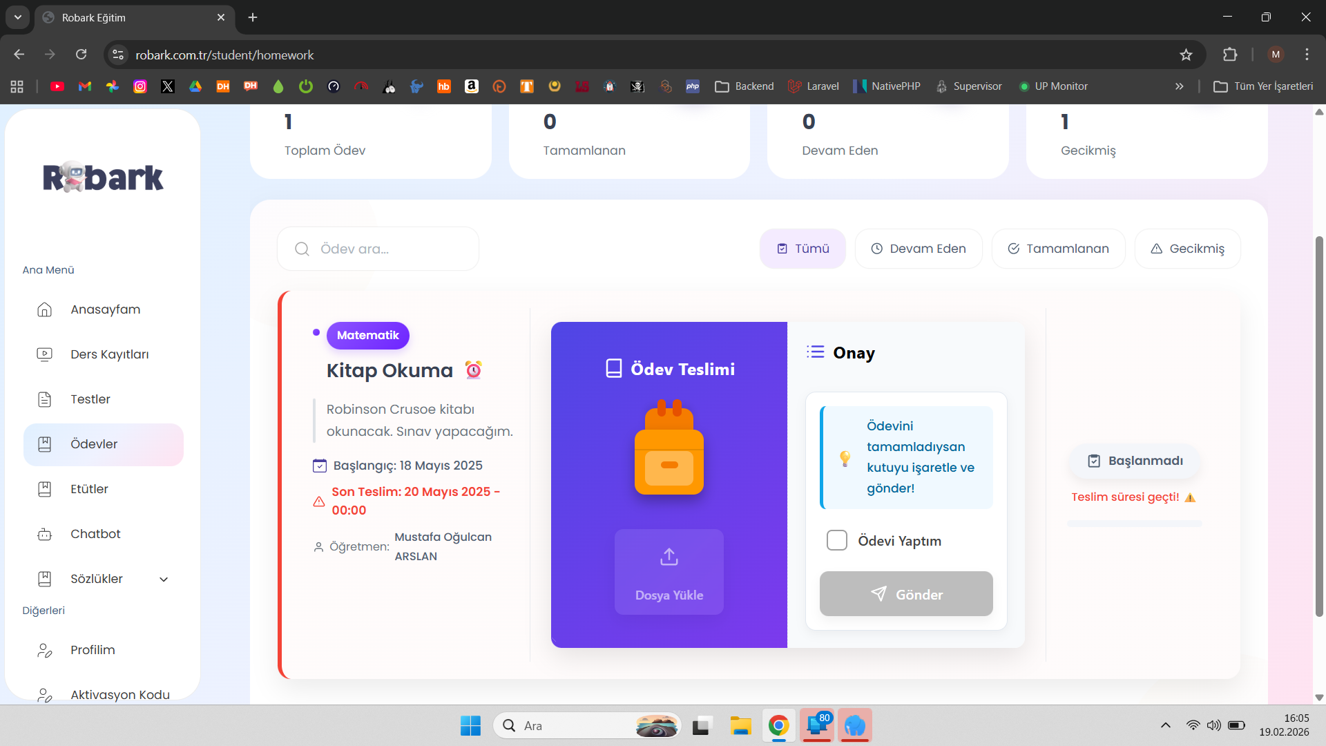 Robark - Yapay Zeka Destekli Eğitim Platformu