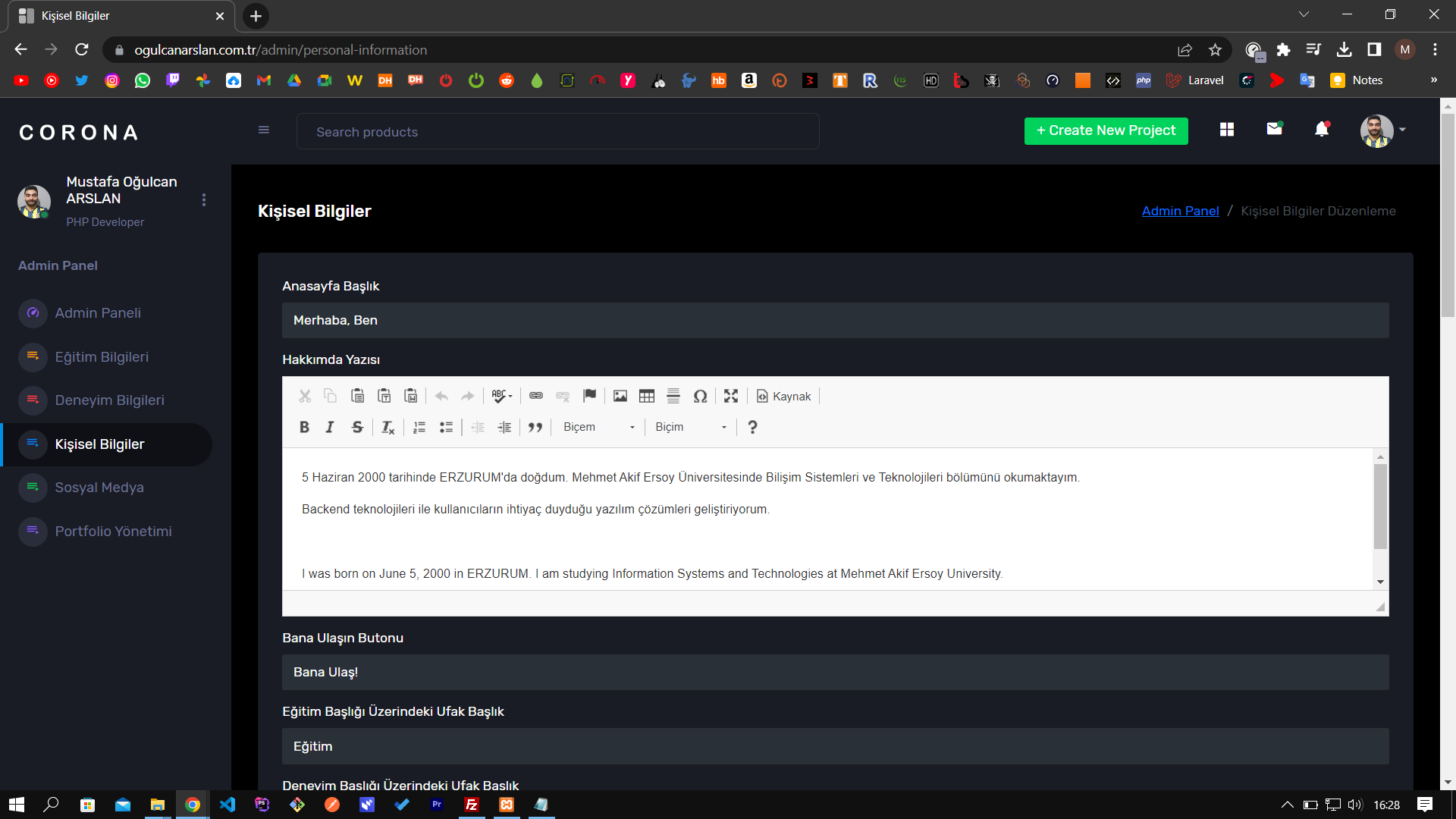 Laravel 8 My Cv and Blog