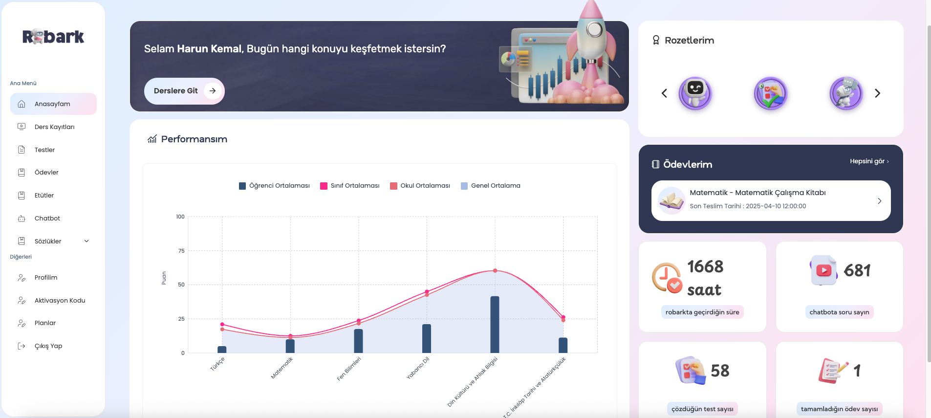 Robark - Yapay Zeka Destekli Eğitim Platformu